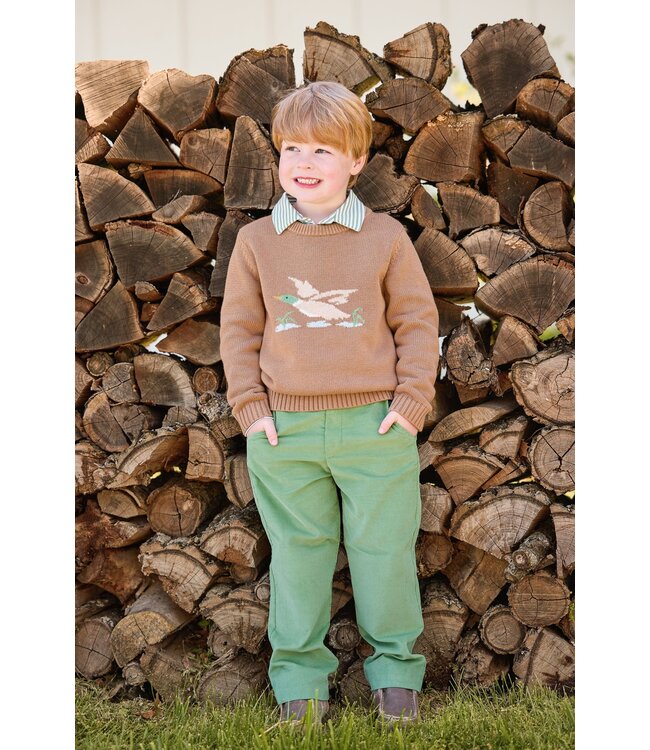 Little English Watercress Stripe Long Sleeve Polo