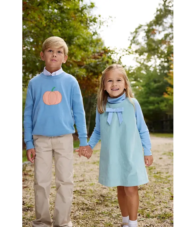 Barrington Blue with Pumpkin Isaac's Intarsia Sweater