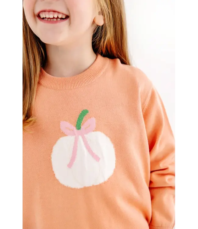 Seashore Sherbet & Sandpearl Pink with Pumpkin Isabelle's Intarsia Sweater