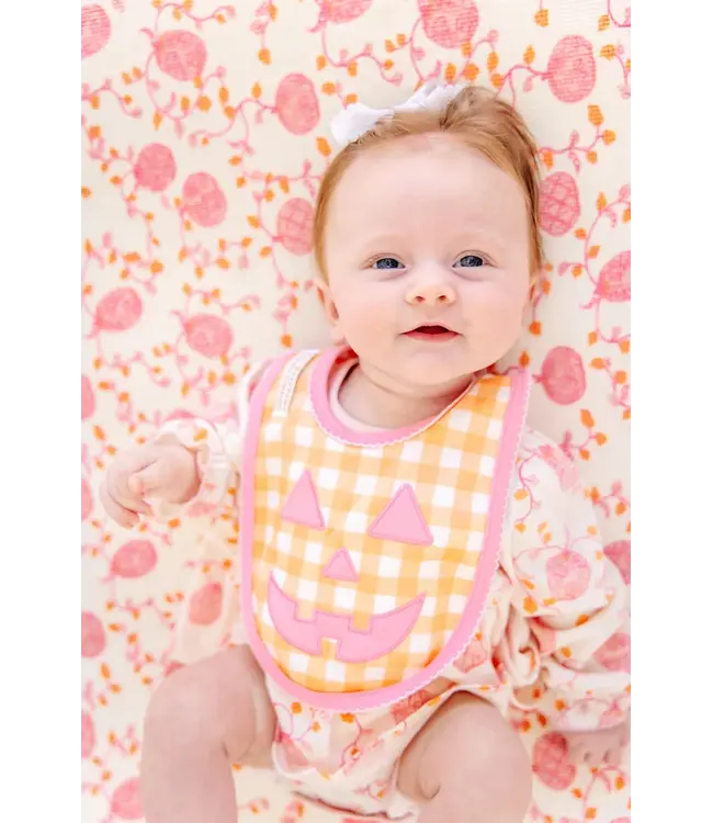 Seashore Sherbet Gingham Pumpkin Burp Me Bib