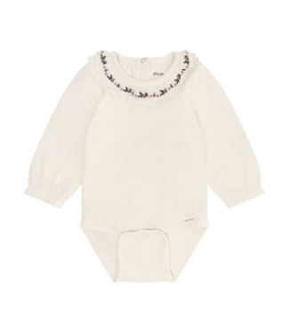 MinyMo Cream with Floral Collar Onesie