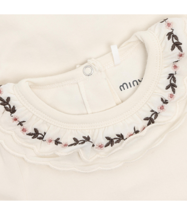 Minymo Baby Girl Cream with Floral Collar Onesie