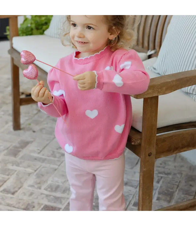 Bailey Boys Pink Heart Crew Neck Sweater