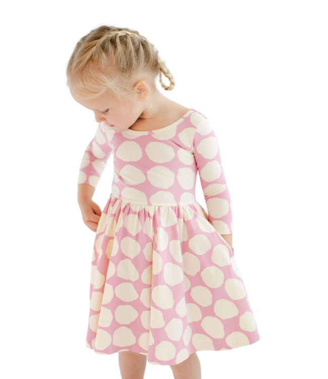 Good Apples Kids Pink Pebble 3/4 Sleeve Twirl Dress
