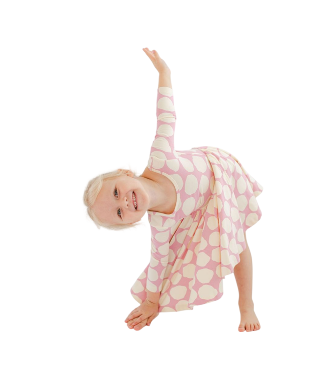 Good Apples Kids Pink Pebble 3/4 Sleeve Twirl Dress