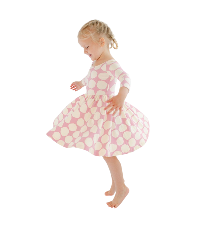 Good Apples Kids Pink Pebble 3/4 Sleeve Twirl Dress
