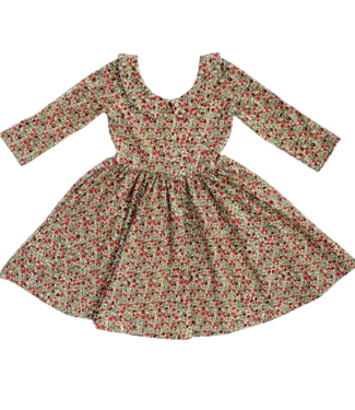 Good Apples Kids Crimson Floral 3/4 Sleeve Twirl Dress
