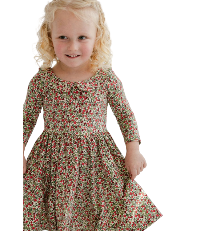 Good Apples Kids Crimson Floral 3/4 Sleeve Twirl Dress