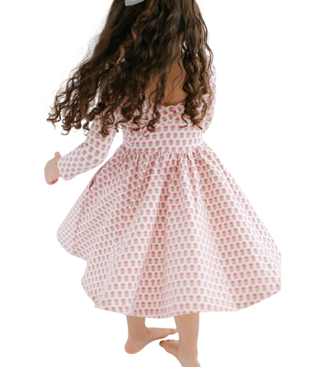 Good Apples Kids Vintage Rose Collared 3/4 Sleeve Twirl Dress