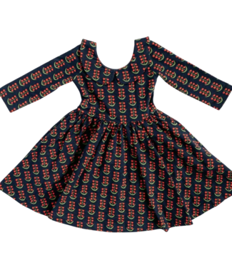Good Apples Kids Navy Floral Collared 3/4 Sleeve Twirl Dress