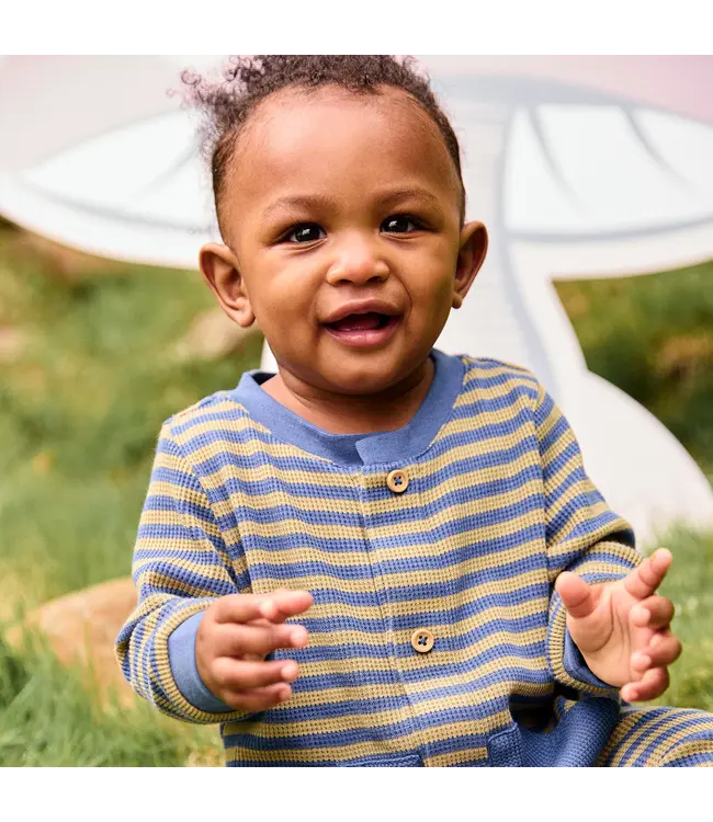 Magnetic Me Waffle Green Stripe Boys Romper