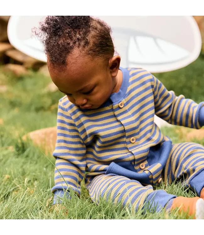Magnetic Me Waffle Green Stripe Boys Romper