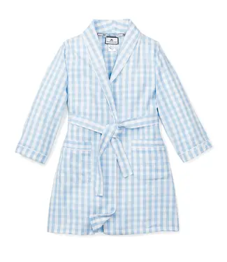 Petite Plume Light Blue Gingham Robe