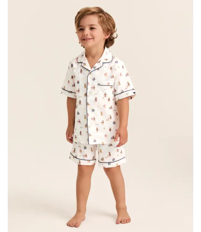 Teddy Goes To School Twill Pajama Short Set