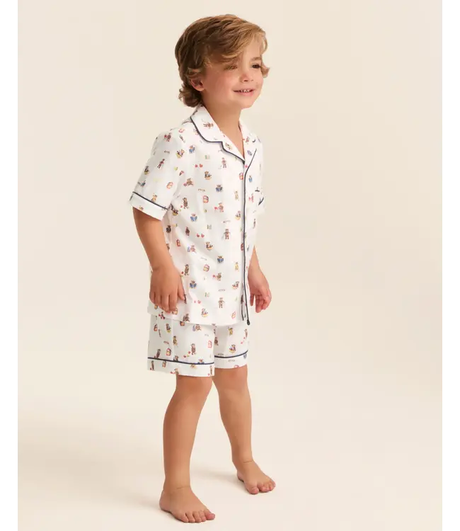 Teddy Goes To School Twill Pajama Short Set