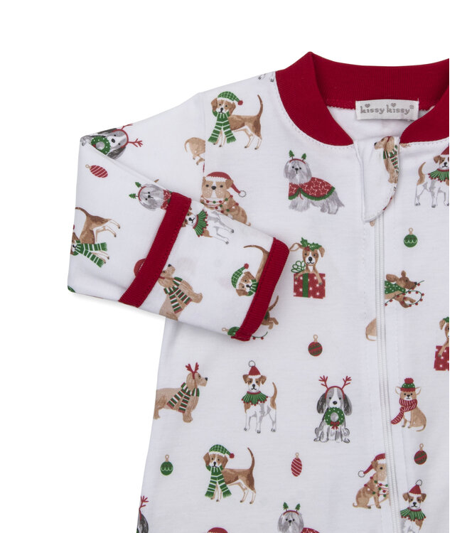Santa's Merry Pups Zip Footie