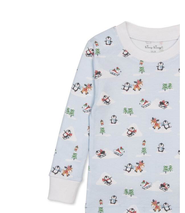 Blue Snow Slides PJ Set