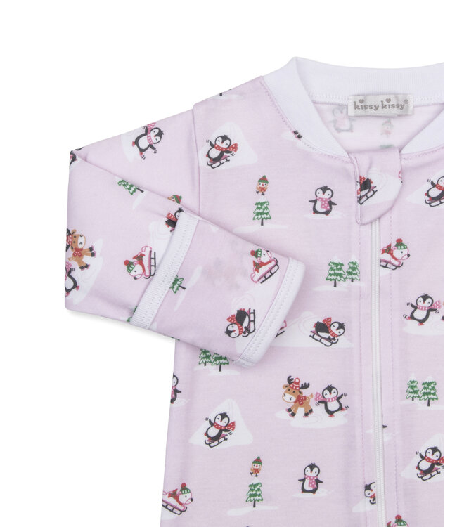 Pink Snow Slides Zip Footie