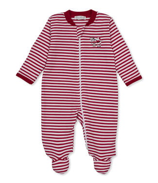 Kissy Kissy North Pole Reindeer Stripe Zip Footie