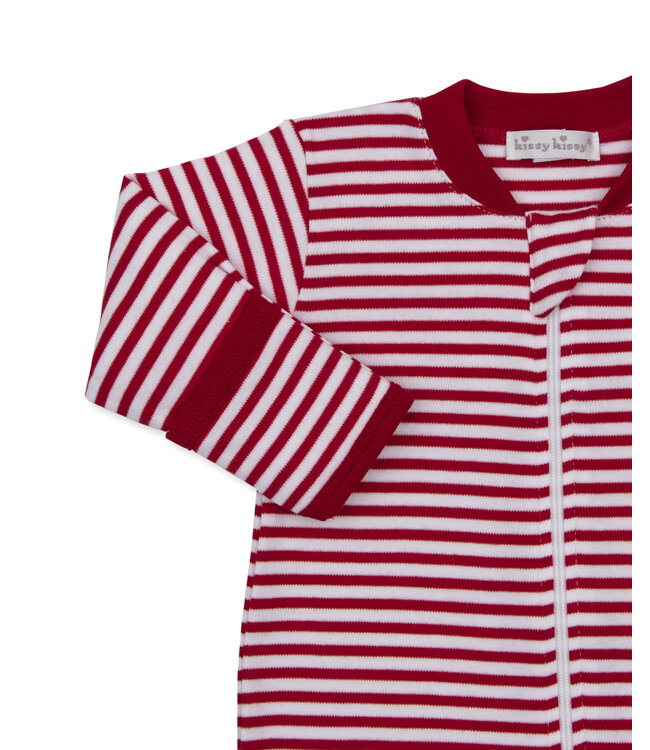North Pole Reindeer Stripe Zip Footie