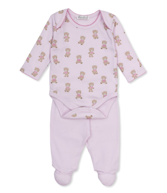 Pink Teddy Bear Club Bodysuit Footed Pant Set