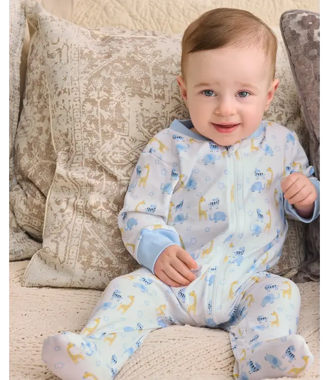 Light Blue Safari Party Zip Footie