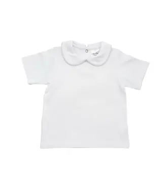 White Woven Piping Collar S/S Shirt