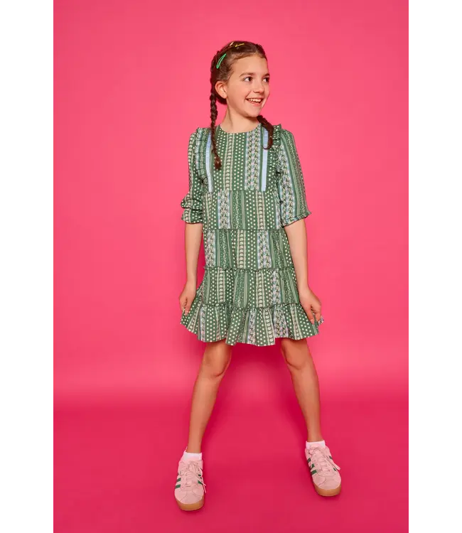 Fairfield Forest Stripe Tiered Porto Dress