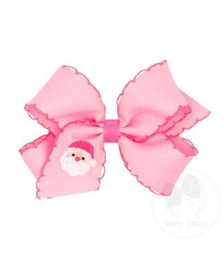 Wee Ones Medium Moonstitch Santa Embroidery Pink Bow