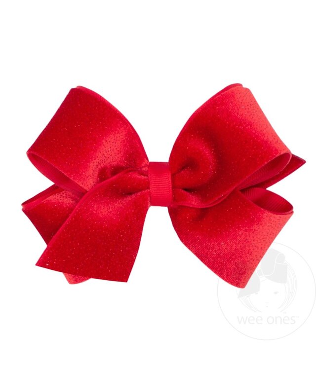 Wee Ones Medium Sparkle Velvet and Grosgrain Underlay Overlay Hair Bow