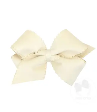 Wee Ones Small King Scallop Edge Faux Velvet Overlay Hair Bow