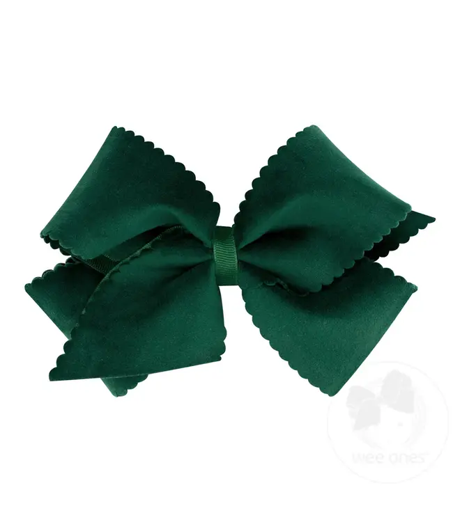 Wee Ones Small King Scallop Edge Faux Velvet Overlay Hair Bow