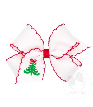Wee Ones Medium Moonstitch Christmas Tree Embroidered Hair Bow