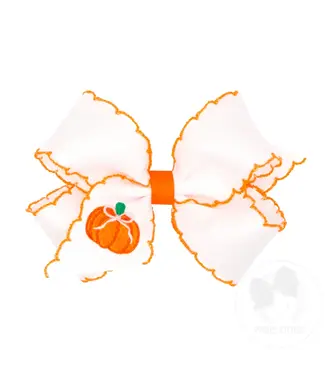 Wee Ones Medium Harvest Pumpkin Embroidered Hair Bow