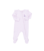 Cheer Pink Micro Stripe - 2 Way Ruffle Sleeve Zipper Footie