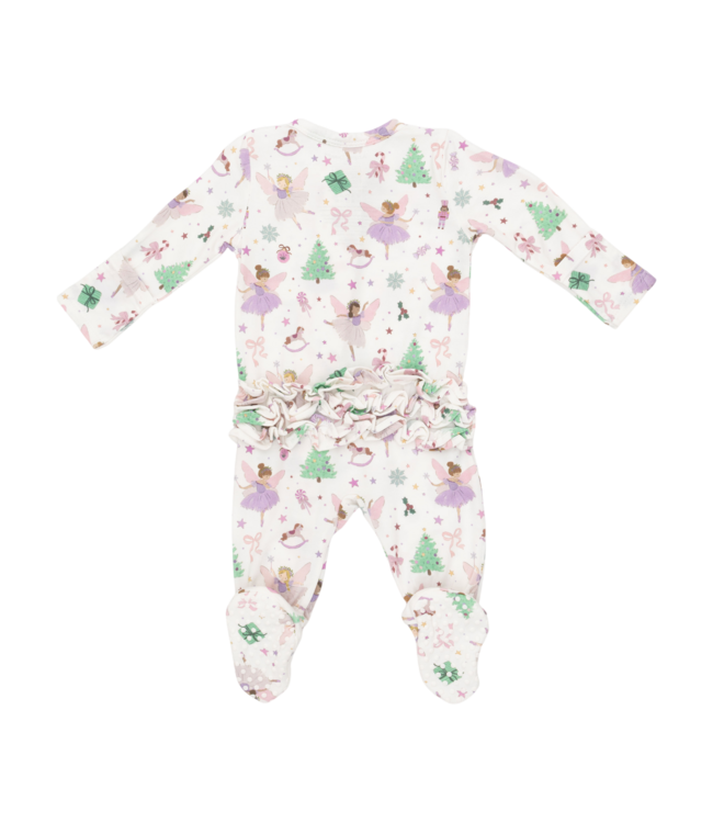 Sugar Plum Fairies - 2 Way Ruffle Back Zipper Footie