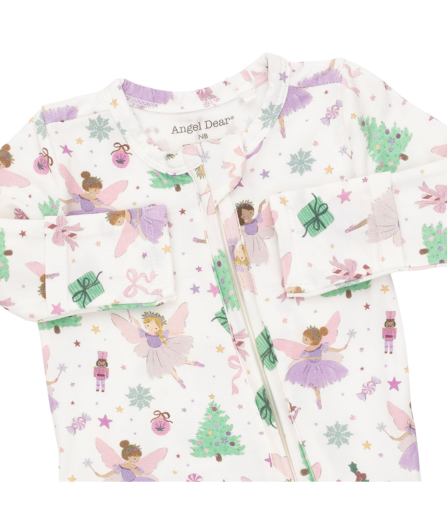 Sugar Plum Fairies - 2 Way Ruffle Back Zipper Footie