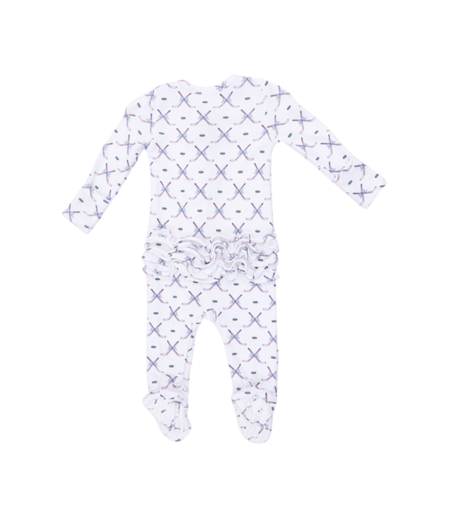 Simple Hockey Pink - 2 Way Ruffle Back Zipper Footie