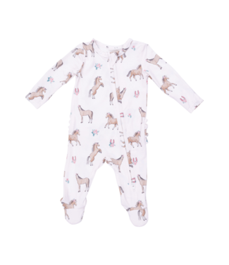 Angel Dear I Love Horses - 2 Way Ruffle Back Zipper Footie