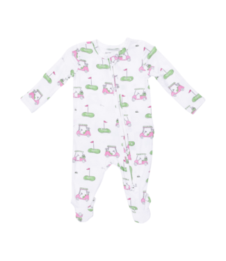 Angel Dear Golf Carts Pink - 2 Way Ruffle Back Zipper Footie