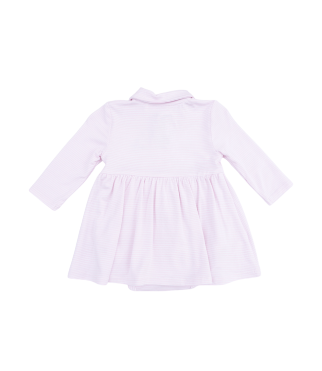 Cheer Pink Micro Stripe - Long Sleeve Tennis Bodysuit Dress
