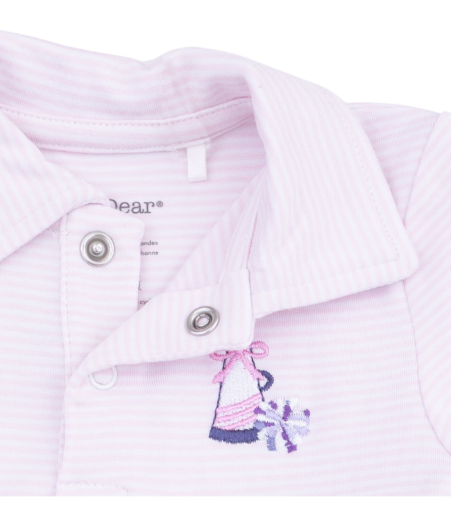 Cheer Pink Micro Stripe - Long Sleeve Tennis Bodysuit Dress