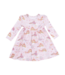 Princess Unicorns and Castle - Twirly Long Sleeve Dress with Bike Short