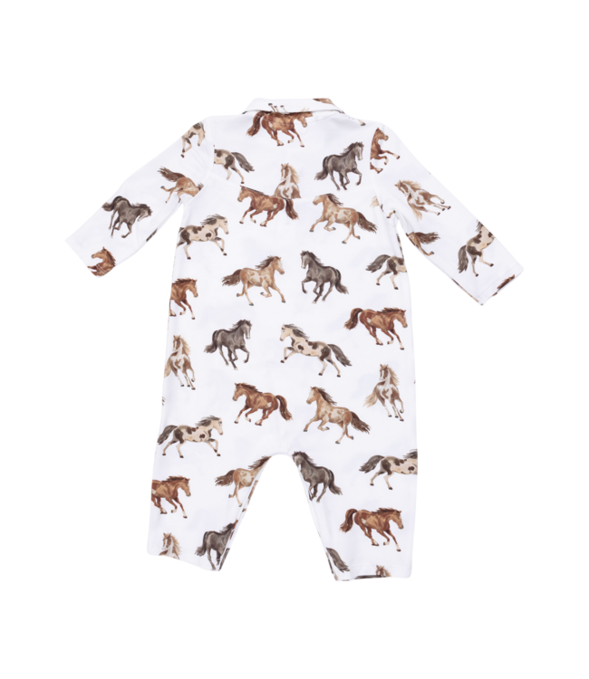 Angel Dear Wild Horses - Long Sleeve Cowboy Romper
