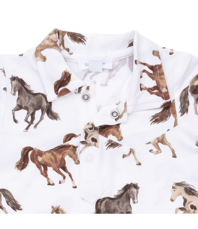 Angel Dear Wild Horses - Long Sleeve Cowboy Romper