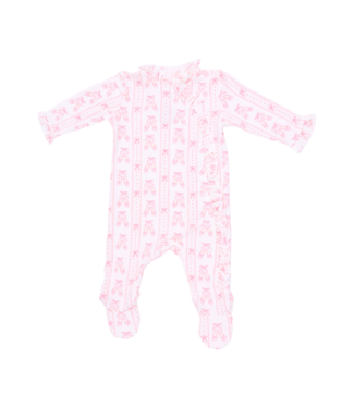 Angel Dear Ballet Shoes Ribbon Stripe - Kimono Ruffle Snap Footie