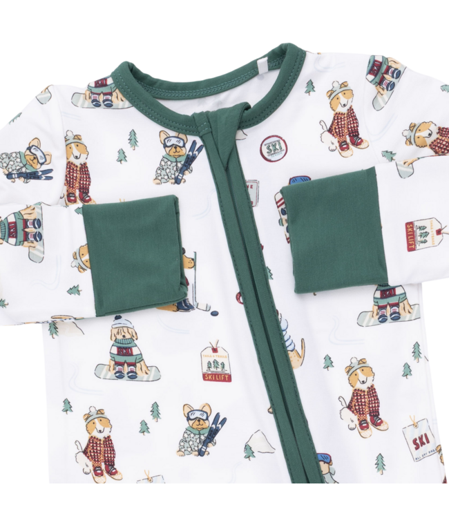 Angel Dear Winter Sports Dogs Green - Convertible Romper