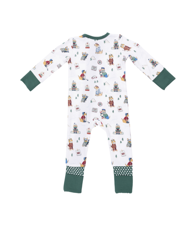 Angel Dear Winter Sports Dogs Green - Convertible Romper