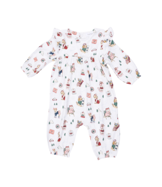Angel Dear Winter Sports Dogs Pink - Ruffle Sleeve Snap Romper