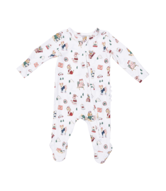 Angel Dear Winter Sports Dogs Pink - 2 Way Ruffle Back Zipper Footie
